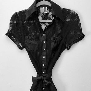 Black Sheer Lace Blouse.